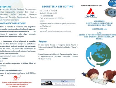 LE DISGRAFIE. IDENTIFICAZIONE, RIABILITAZIONE ED IMPLICAZIONI DIDATTICHE    ( il corso si svolgerà in modalità residenziale in modalità Sincrona)