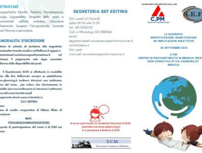 LE DISGRAFIE. IDENTIFICAZIONE, RIABILITAZIONE ED IMPLICAZIONI DIDATTICHE    ( il corso si svolgerà in modalità residenziale in modalità Sincrona)