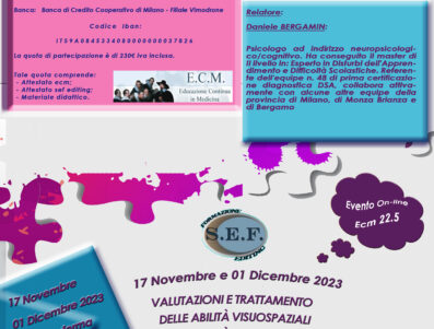 VALUTAZIONE E TRATTAMENTO DELLE ABILITA’ VISUOSPAZIALI IN ETA’ SCOLARE  –   DR DANIELE BERGAMIN