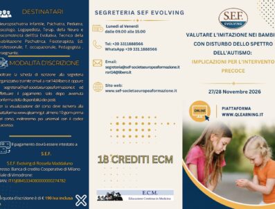 VALUTARE L’IMITAZIONE NEI BAMBINI CON DISTURBO DELLO SPETTRO DELL’AUTISMO: IMPLICAZIONI PER L’INTERVENTO PRECOCE